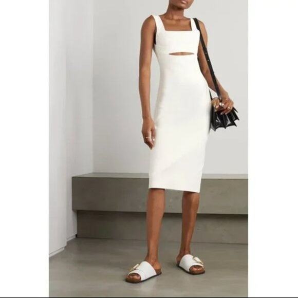 VICTORIA BECKHAM White Bandage Front Cutout Midi Dress Womens size 0 - Picture 1 of 14